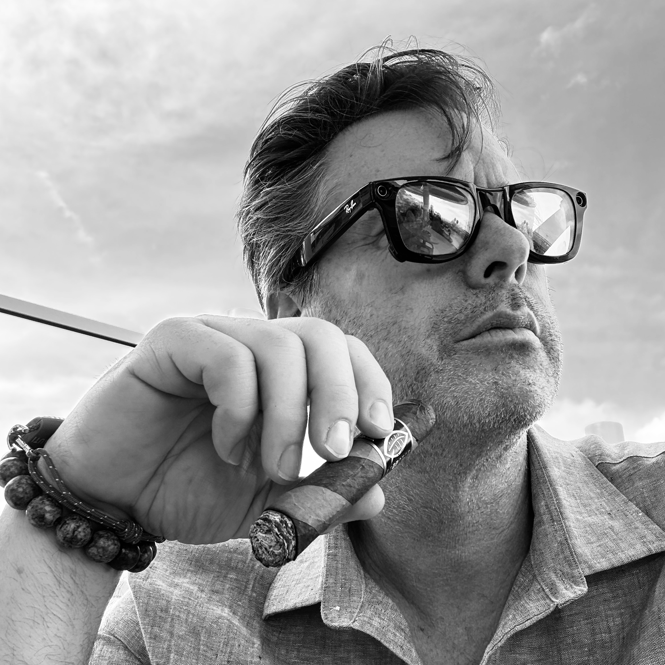 Taking a cruise boat with cigars